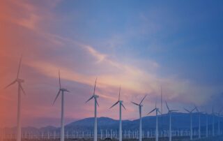 Wind turbines on a farm for illustrative purposes of GWO training and 2025 trends