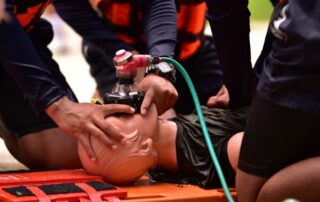 STCW Medical Care on Board Ship with Oxygen Mask and Life Dummy. Stream Marine Training.